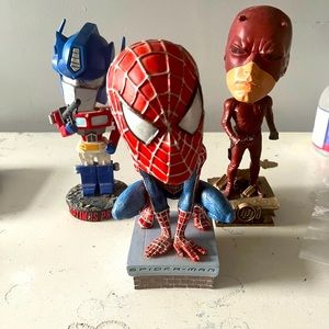 Vintage collectible BOBBLEHEADS ! Spider-Man, daredevil, & Nightcrawler
